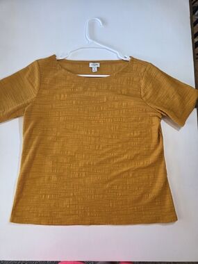 J. Crew Mustard Short Sleeve Textured Tee